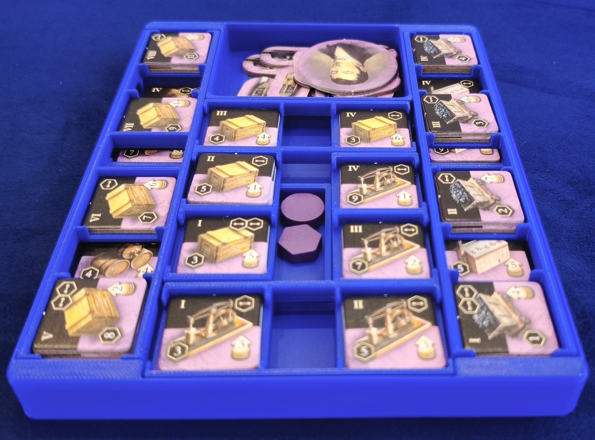 Full player component tray for Brass Birmingham board game